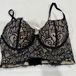Elegant Black Lace Bralette/partial corset